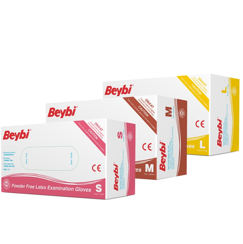 BEYBİ Pudrasız Latex Muayene Eldiveni Pudrasız