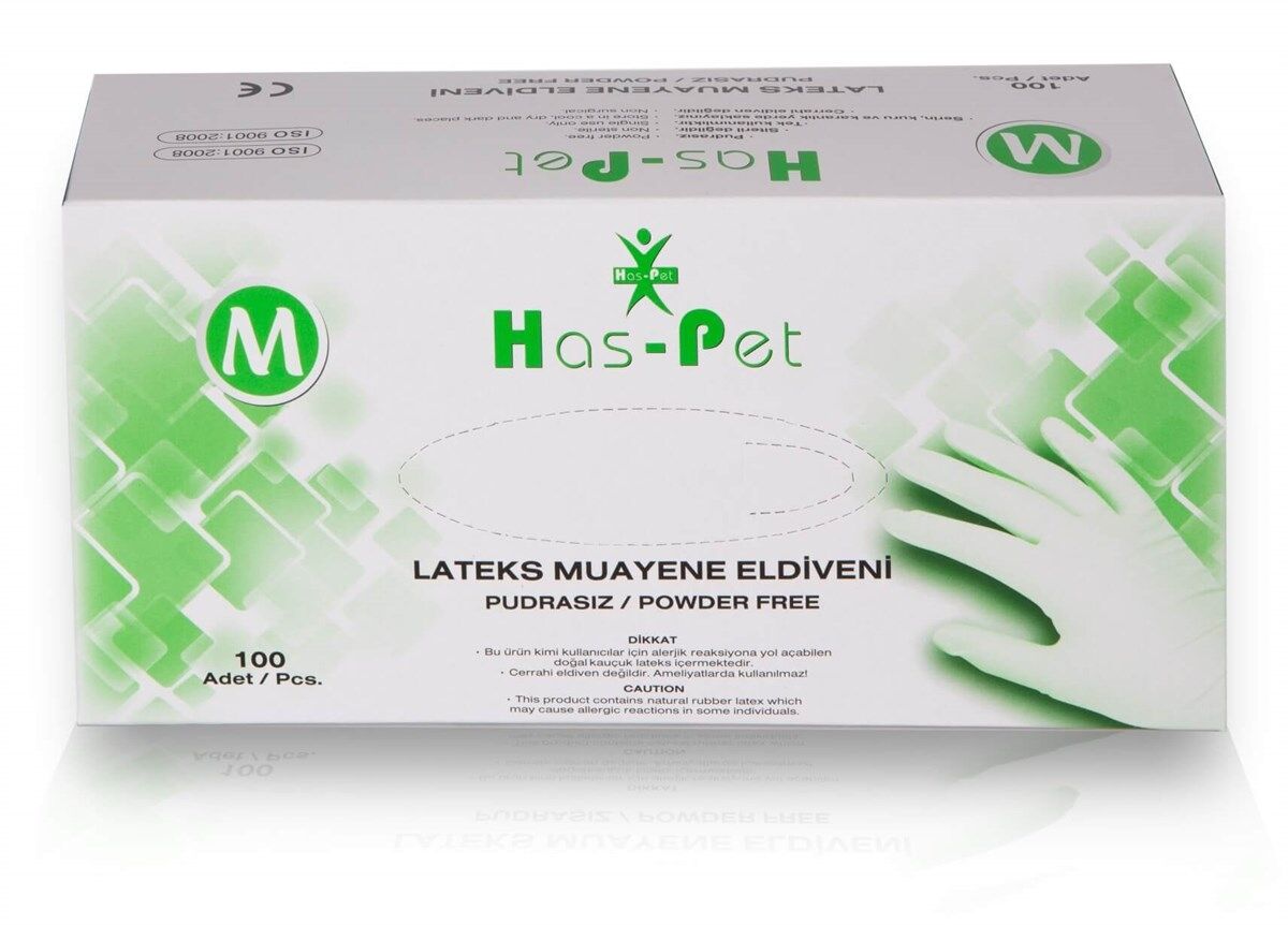 HASPET Latex Pudrasız Muayene Eldiveni