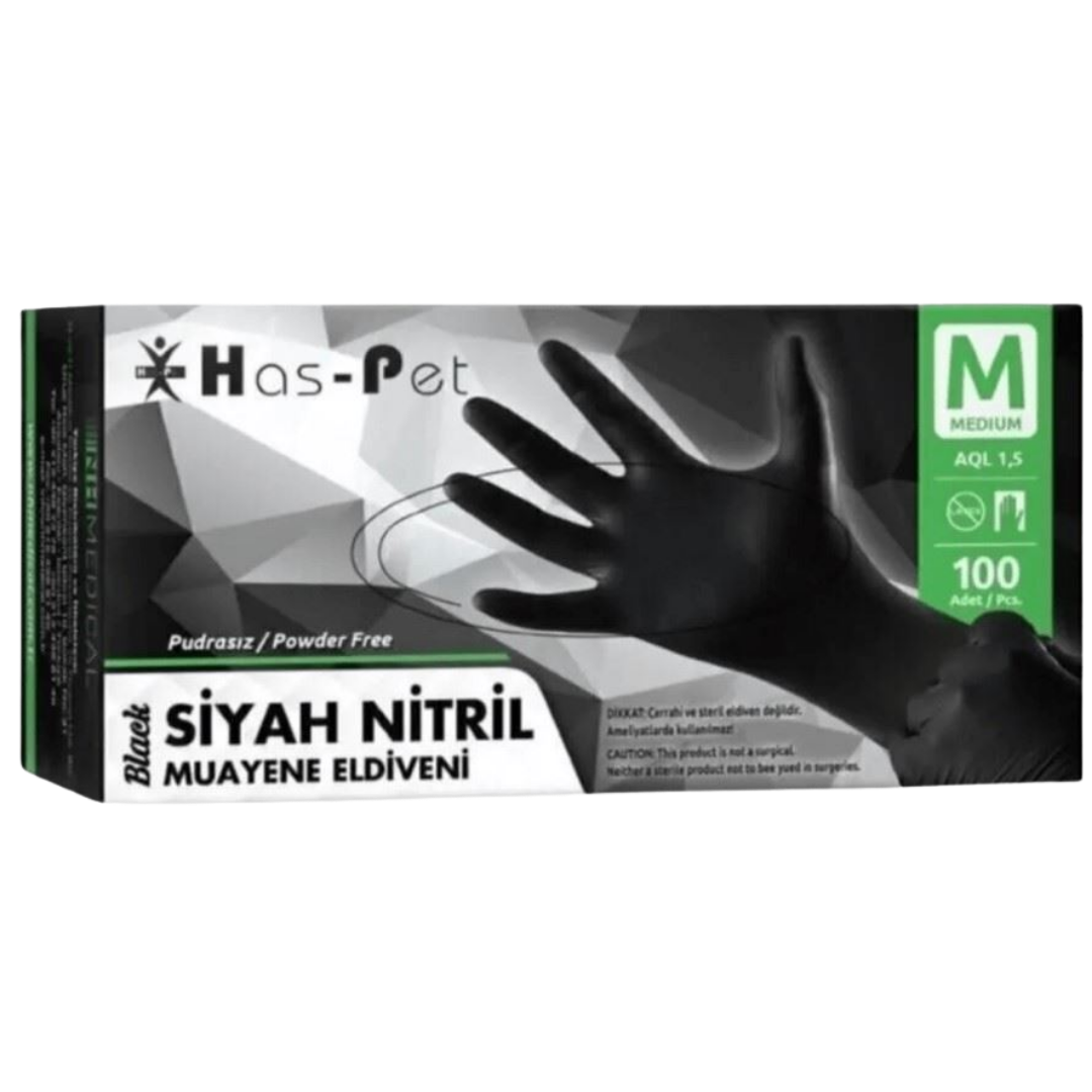 HASPET Siyah Nitril Eldiven 100’lü