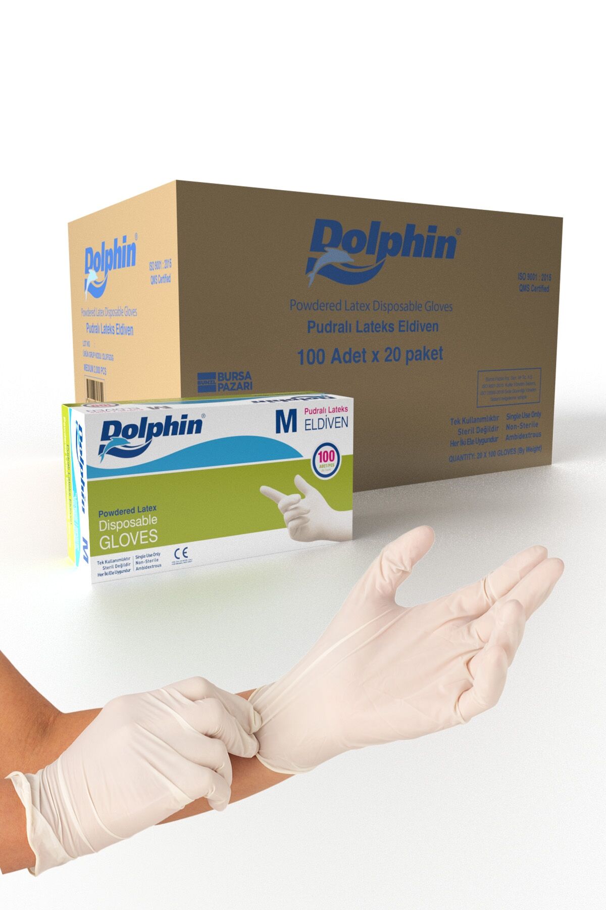 Dolphin Beyaz Lateks Eldiven Pudralı